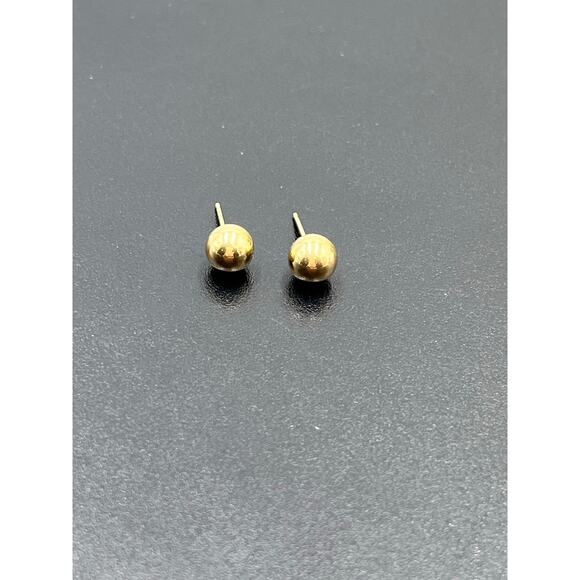 Designer Signed 14k Yellow Gold 5.5mm Ball Stud Earrings .40 grams - Picture 12 of 12